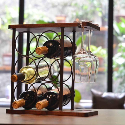 SASIDO wine rack displayed on a home bar with bottles
