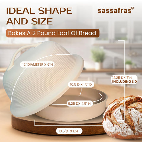 Sassafras Superstone La Cloche dome lid view emphasizes even heat distribution