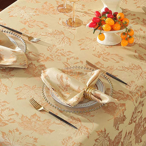 Beige and gold tones suit many autumn table settings.