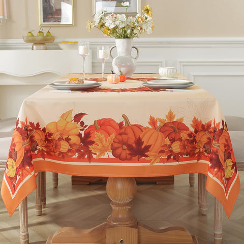 SASTYBALE pumpkin tablecloth with waterproof finish for easy cleanup.