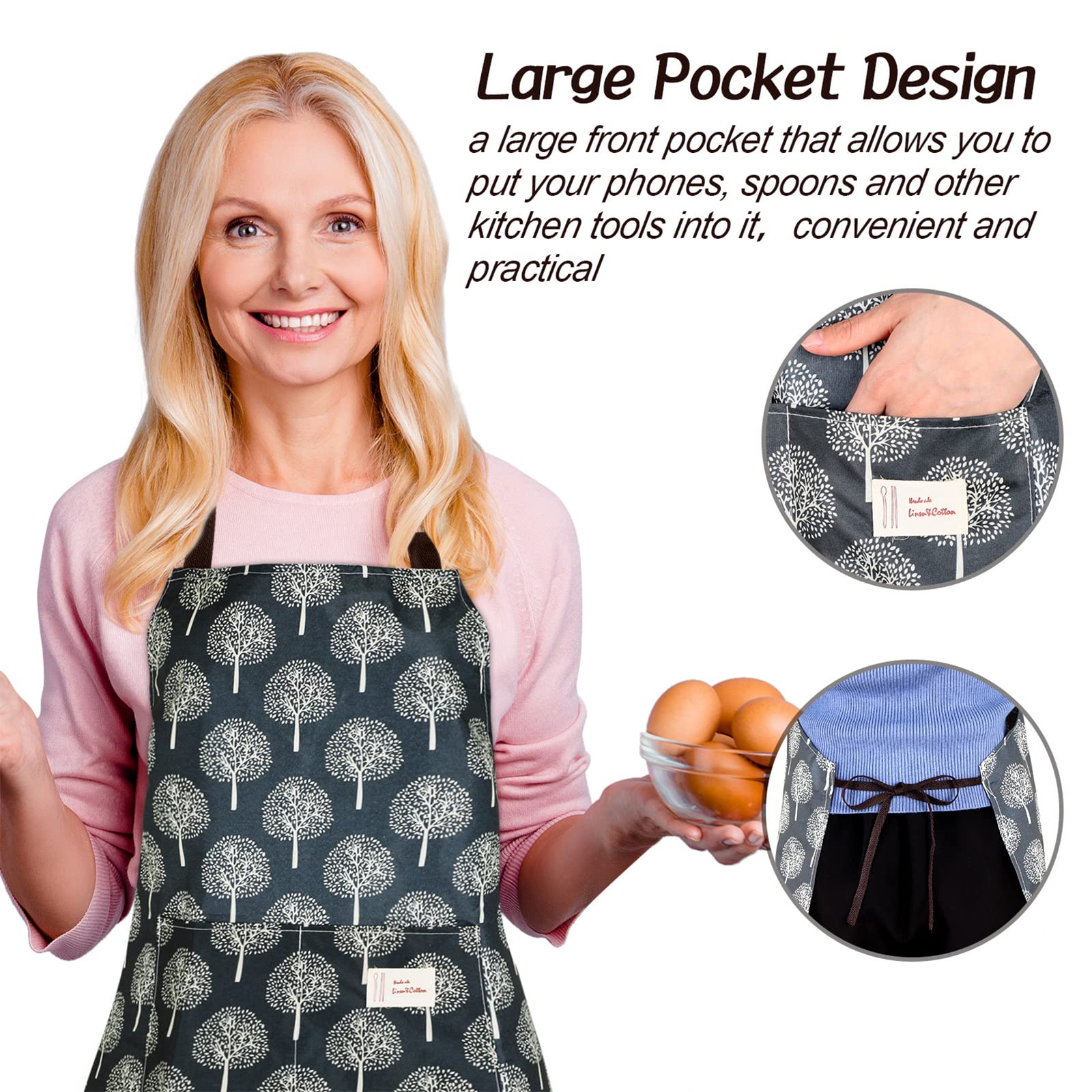SATINIOR bib apron adjustable neck strap for comfortable fit