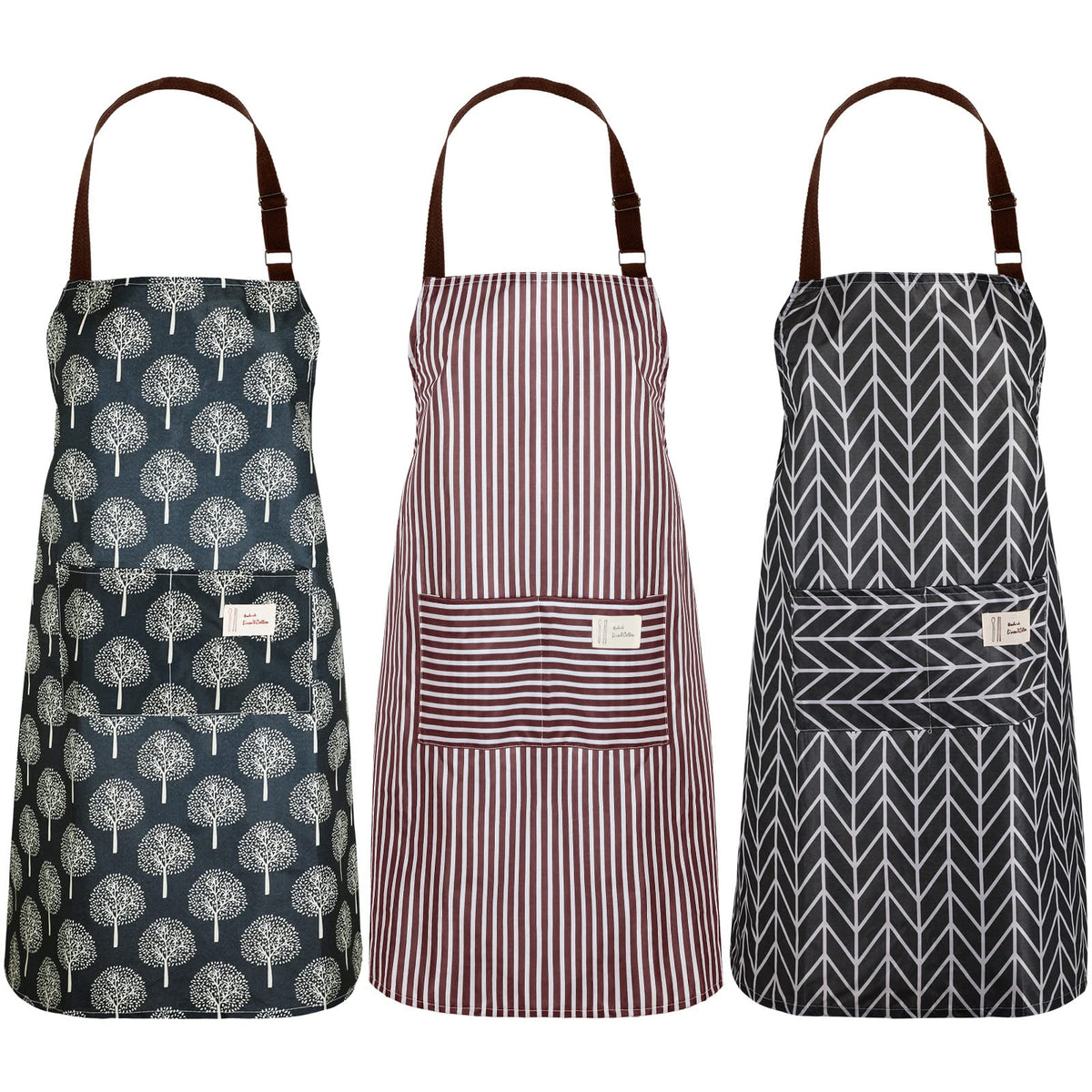 SATINIOR bib apron in black with front view and pockets for mess-free cooking