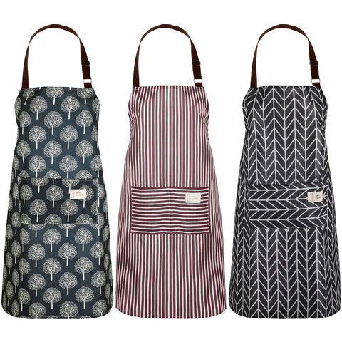 SATINIOR bib apron in black with front view and pockets for mess-free cooking