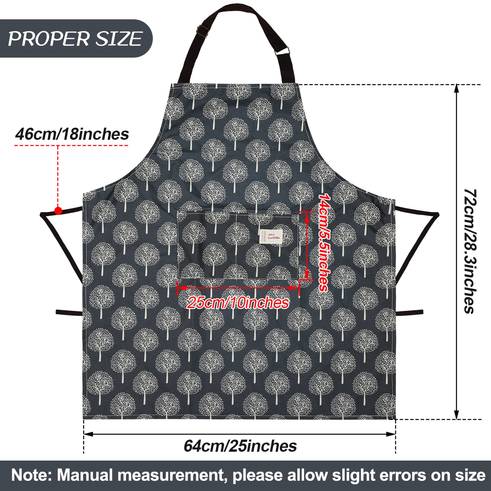 SATINIOR bib apron in grey with front view and adjustable neck