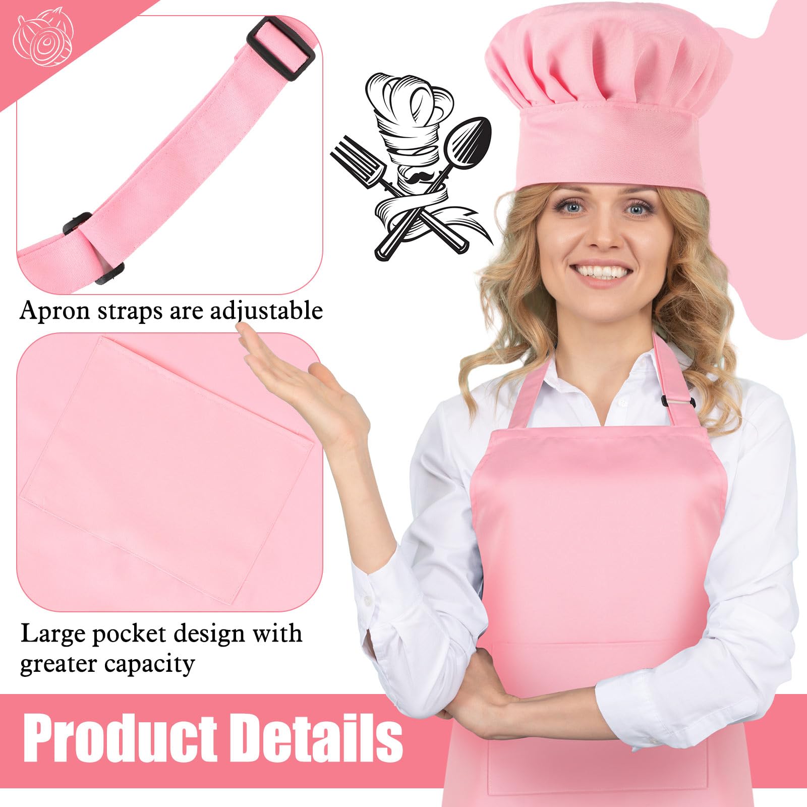 SATINIOR poly cotton apron, fade-proof fabric, durable yet soft for everyday cooking.