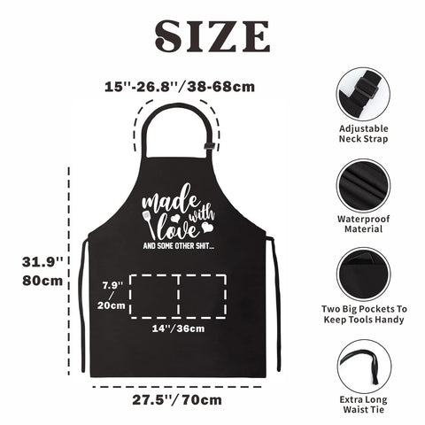 Saukore size-coverage XXL apron demonstrating full-coverage design.
