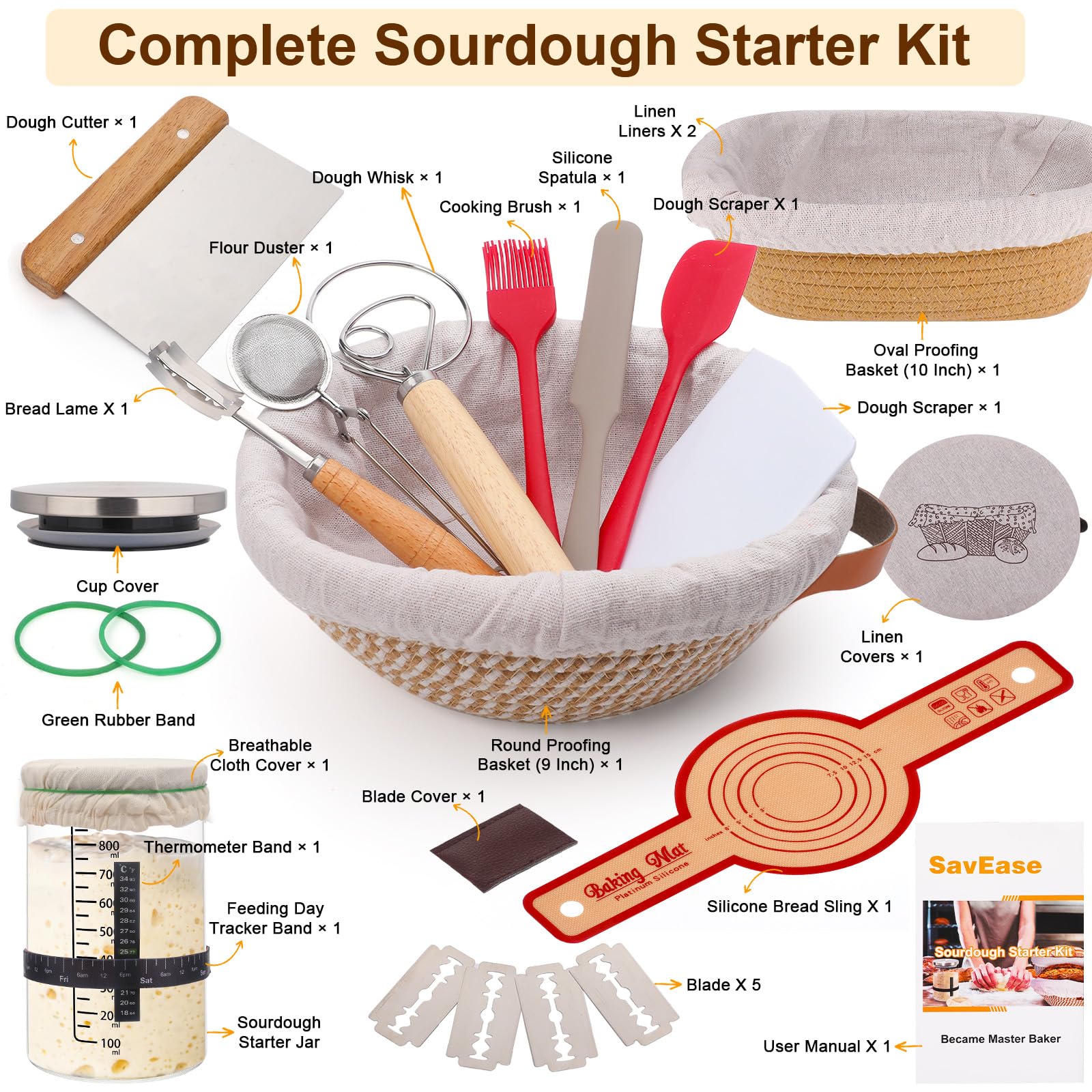 SavEase oval proofing basket (10 inch) supports even dough expansion for shaping.