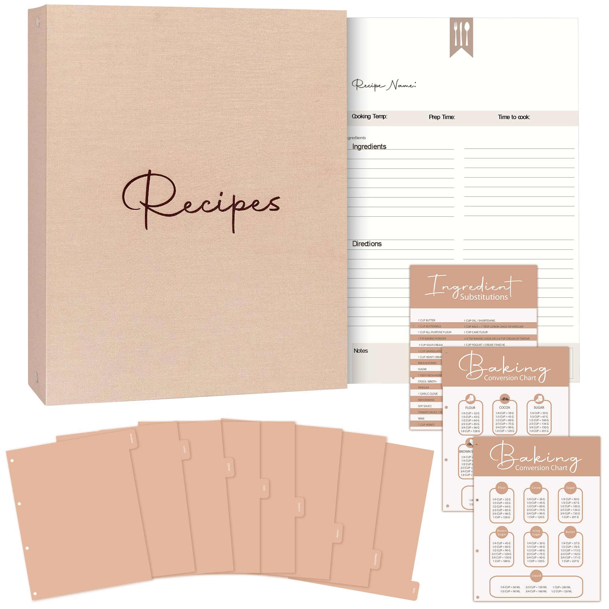 SAVI Co. fabric cover 8.5 x 11 recipe organizer: durable, stylish storage for family recipes