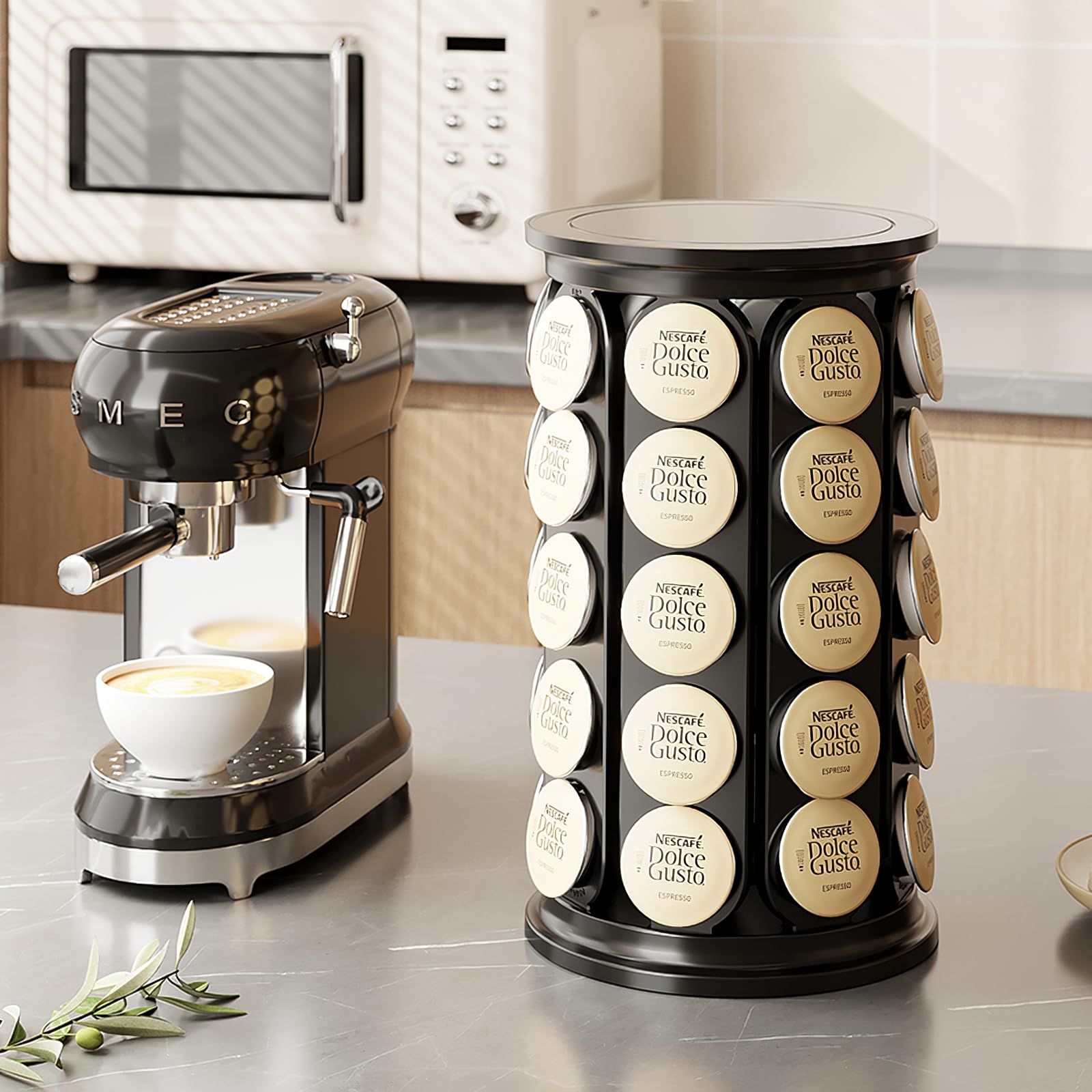 SAVORI vertical pod storage neatly displays K-Cups for quick mornings