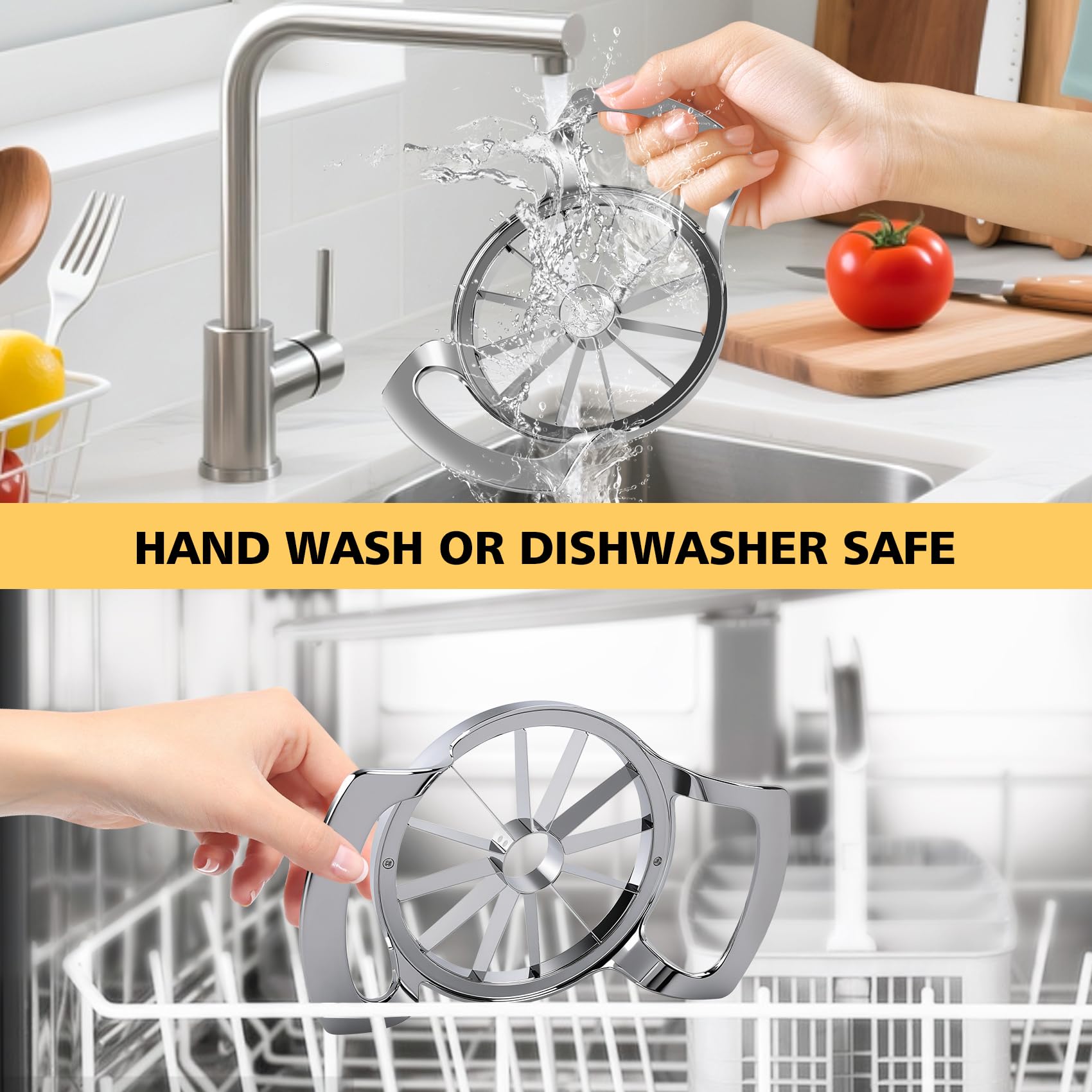 SAVORLIVING apple slicer is dishwasher-safe for easy cleaning.
