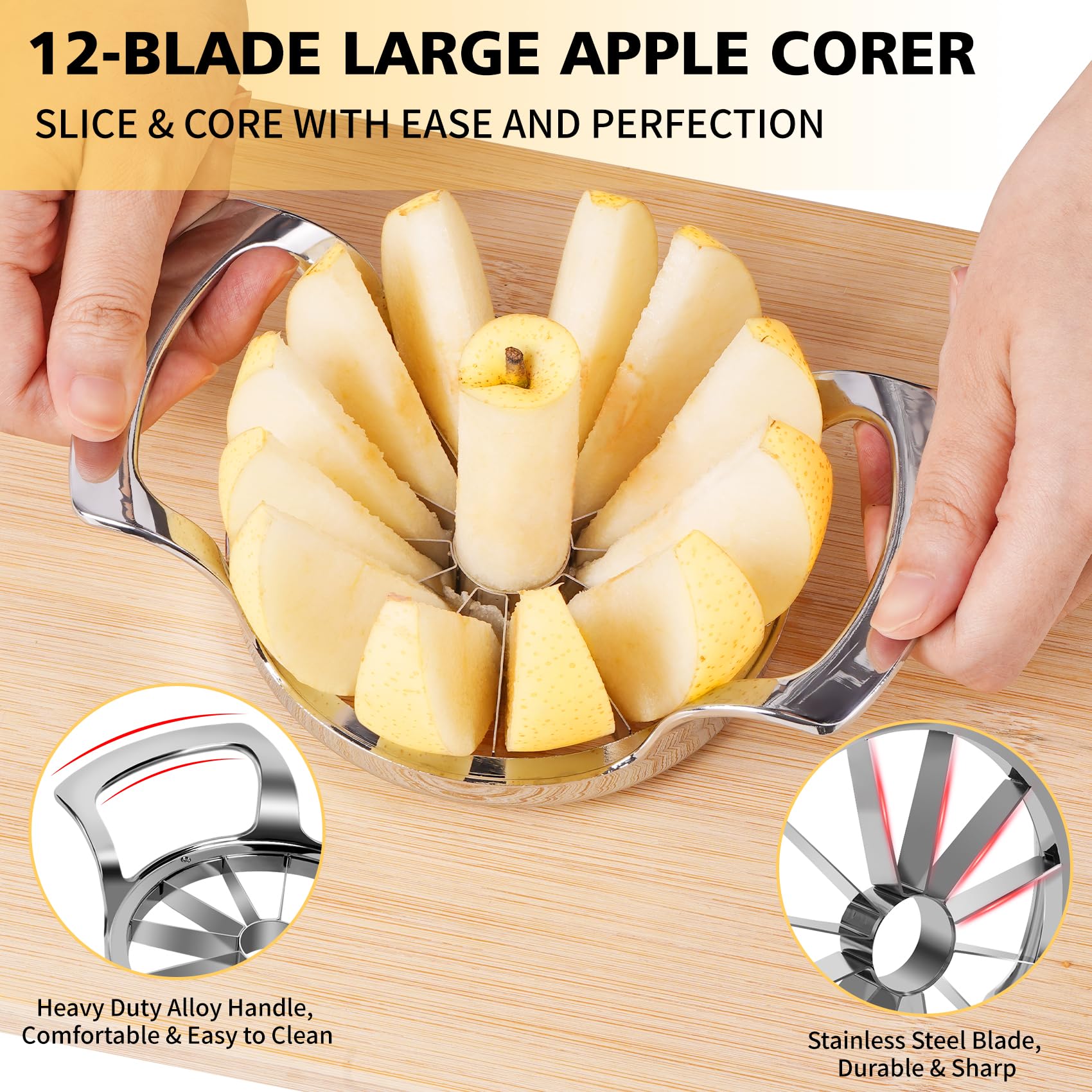 SAVORLIVING heavy-duty grip keeps control during slicing sessions.