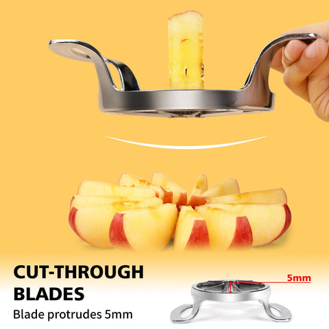SAVORLIVING stainless steel blades ensure durable, sharp cuts on apples and more.