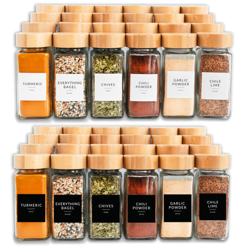 Savvy & Sorted spice jars neatly arranged in a drawer.