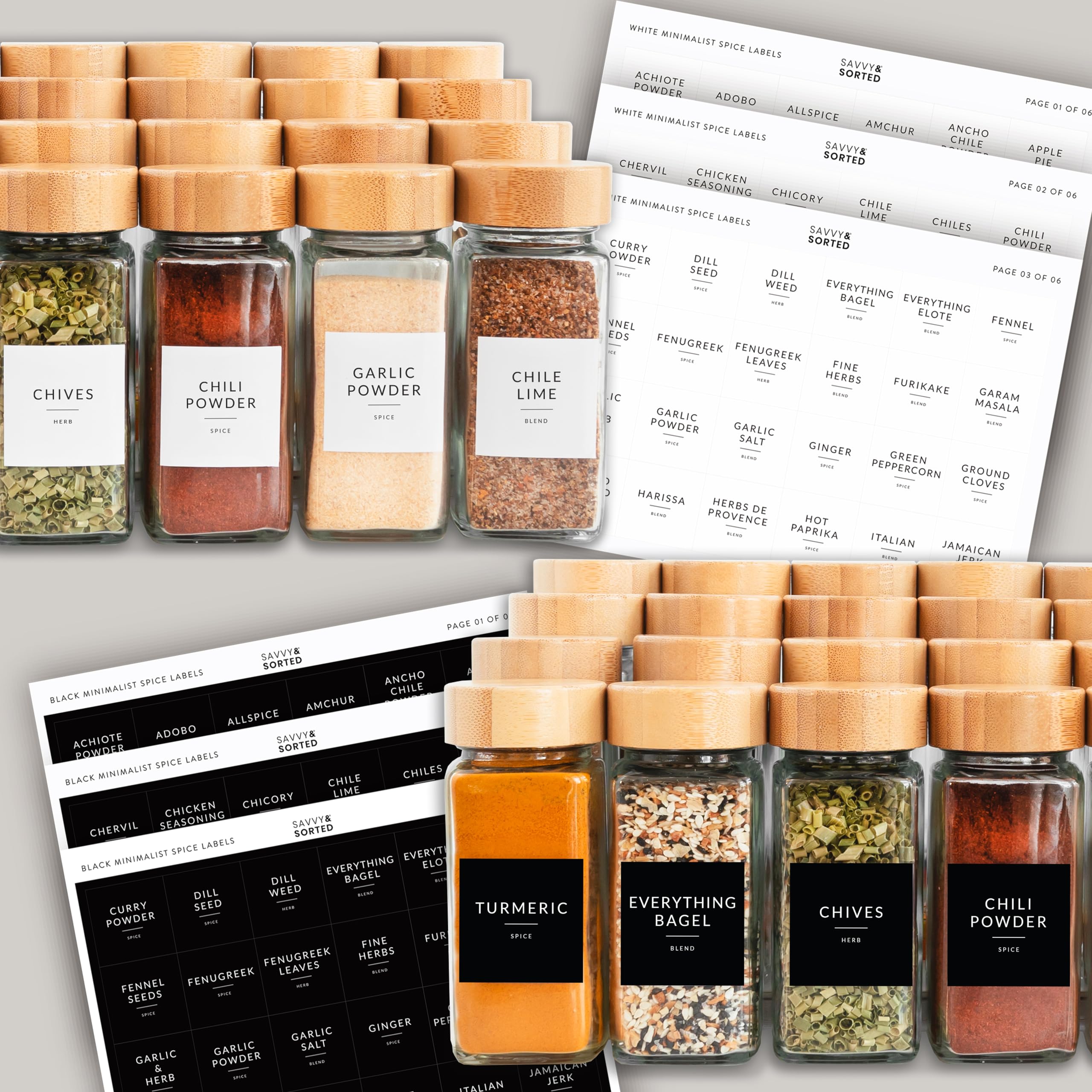 Savvy & Sorted shaker lids enable easy pouring and seasoning.