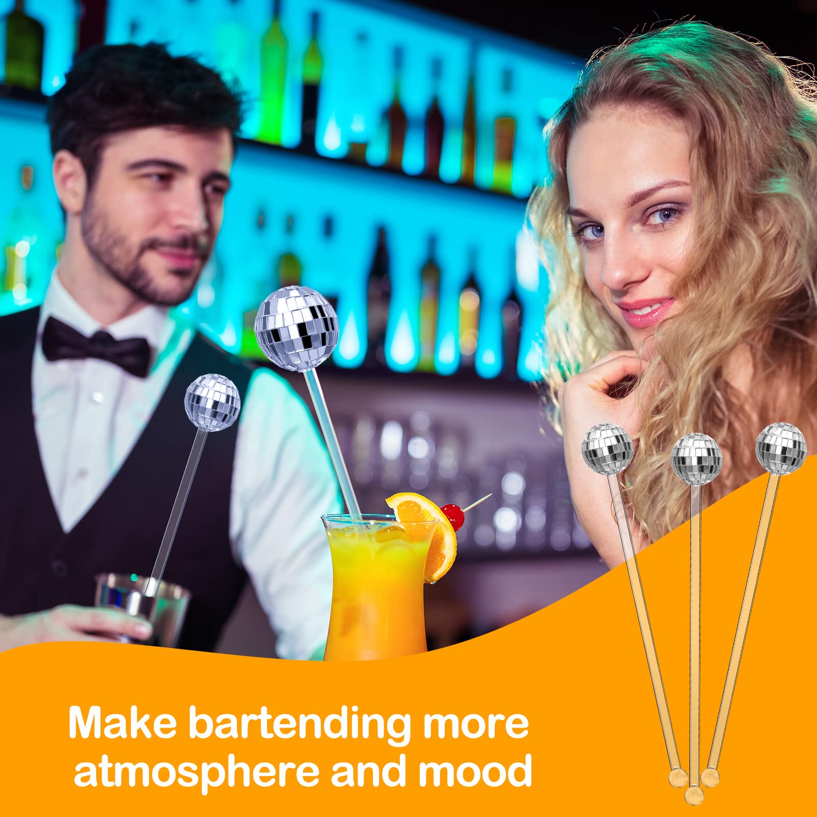 Durable plastic disco ball stirrers ideal for cafes, restaurants, or home entertaining.