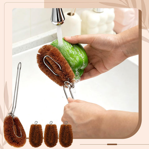 Sawysine Tawashi in action scrubbing fruit and vegetables for gentle cleansing