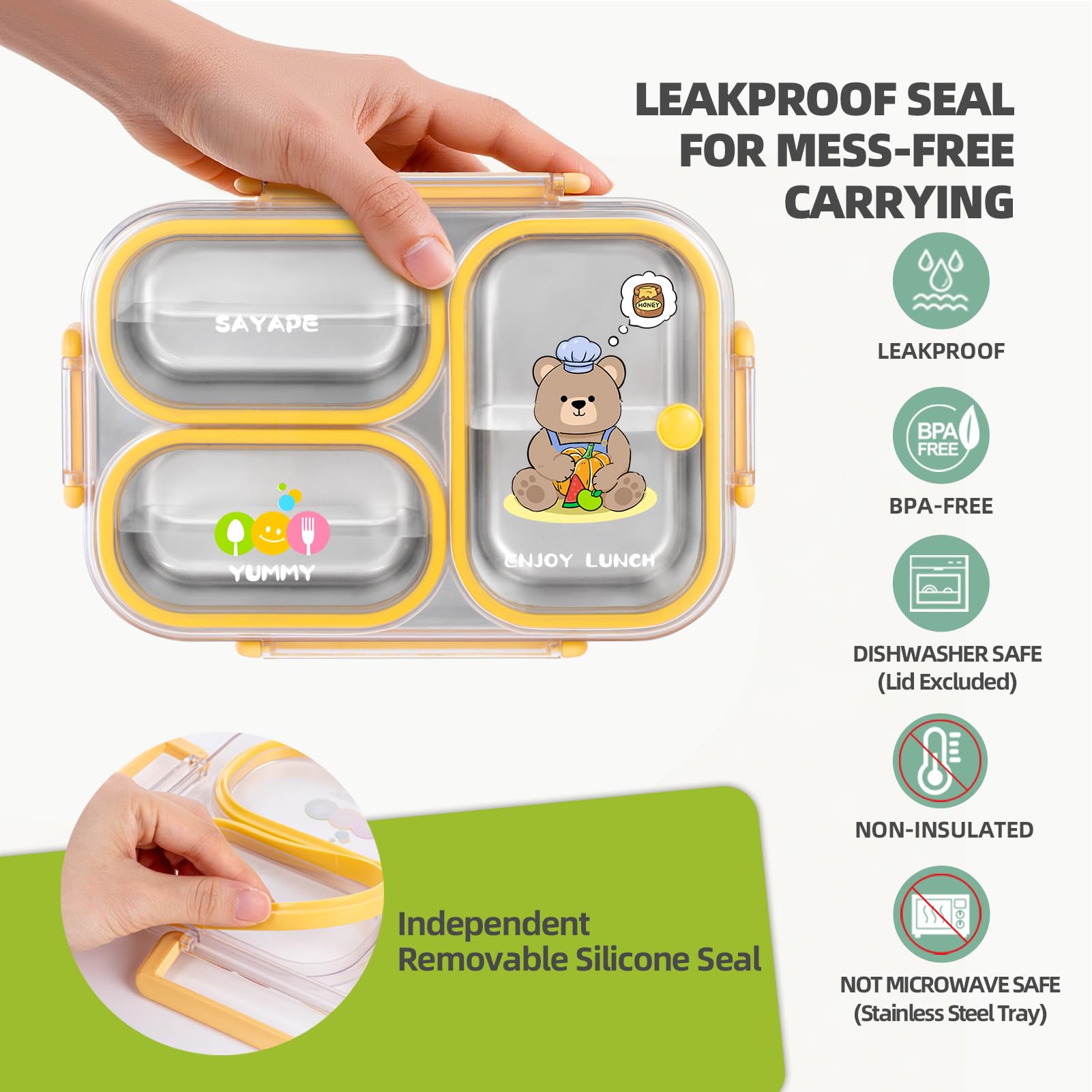 Sayape method for safely heating meals using hot water (not microwave-safe for tray)