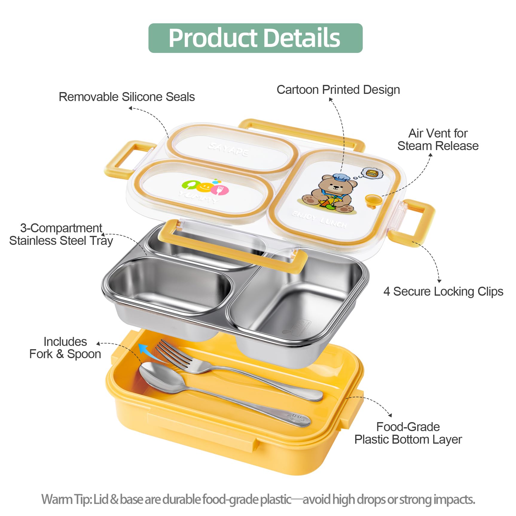 Sayape bento box is top-rack dishwasher-safe and freezer-friendly for easy cleanup