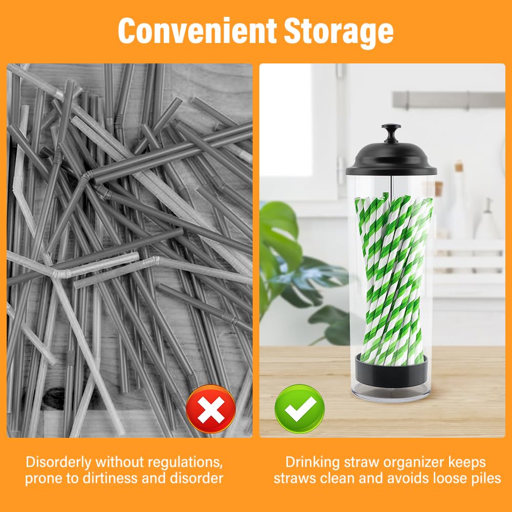Saycker drinking straw container keeps straws organized and accessible for parties.