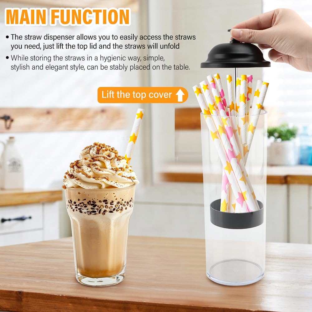 Saycker straw dispenser offers clear visibility for quick refills during busy service.