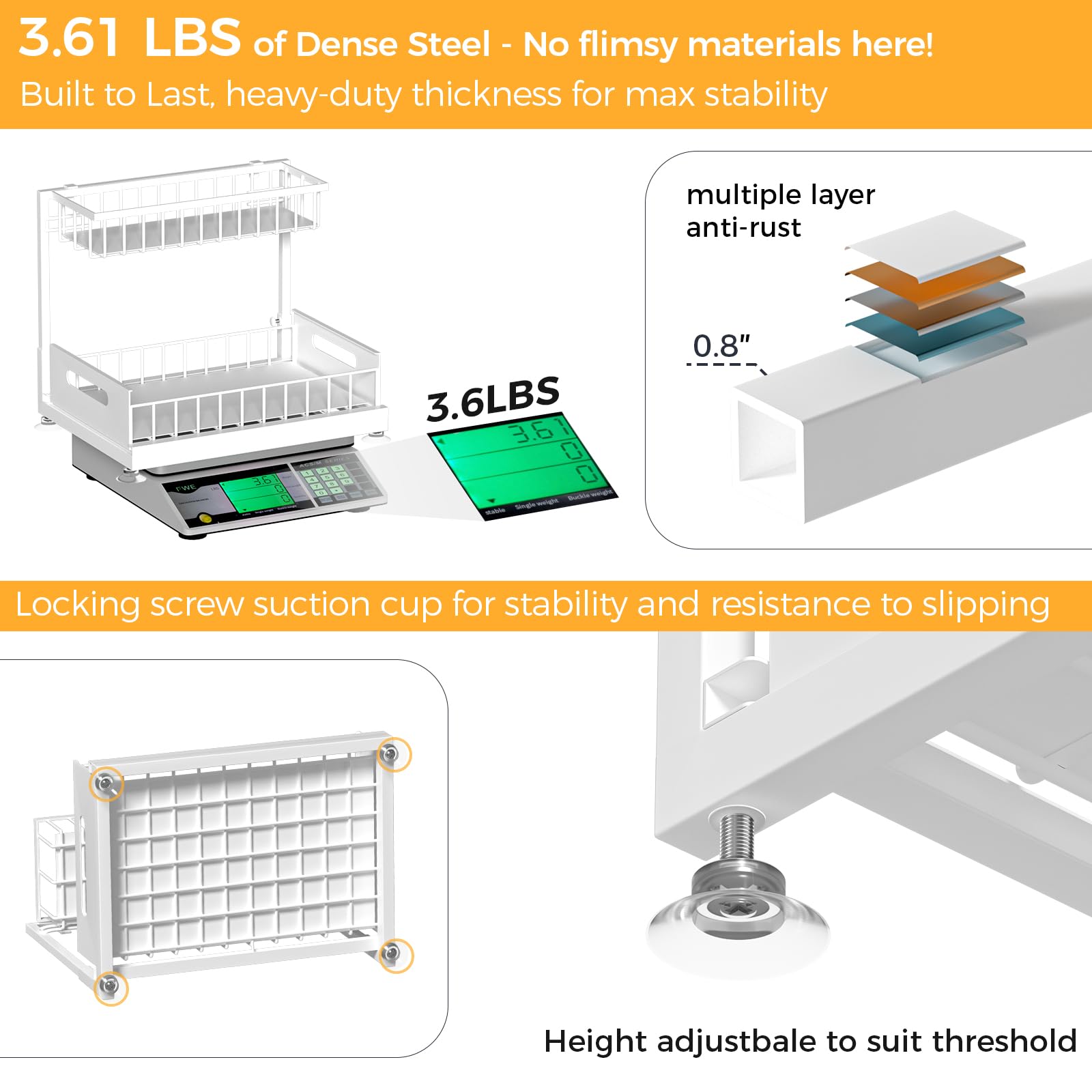 Saydear rust-resistant grid protects contents in moisture-prone bathrooms