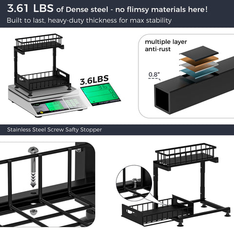 Saydear rust-resistant metal frame endures humid kitchens and bathrooms.
