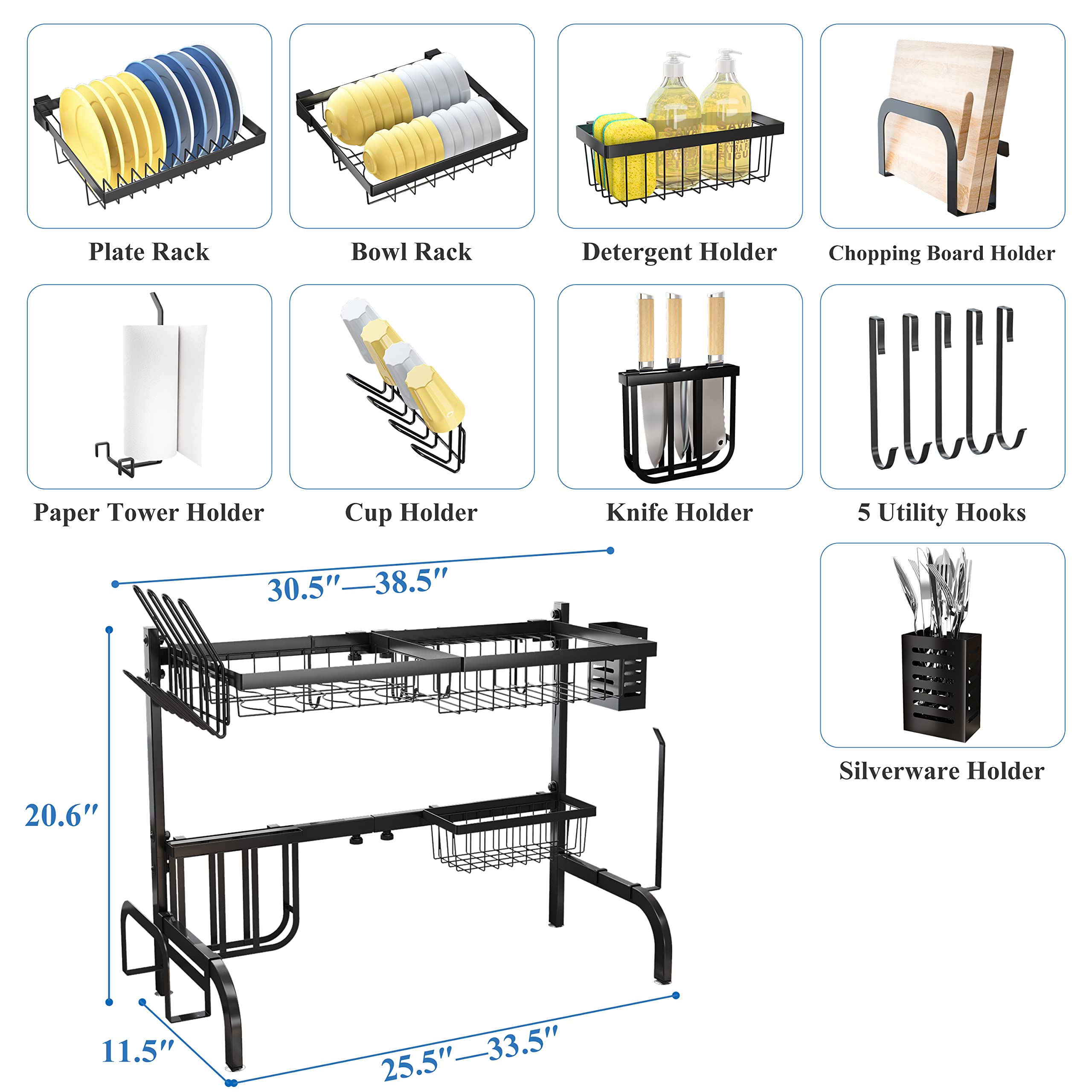 SayZH includes hooks and cup holder for organized prep.