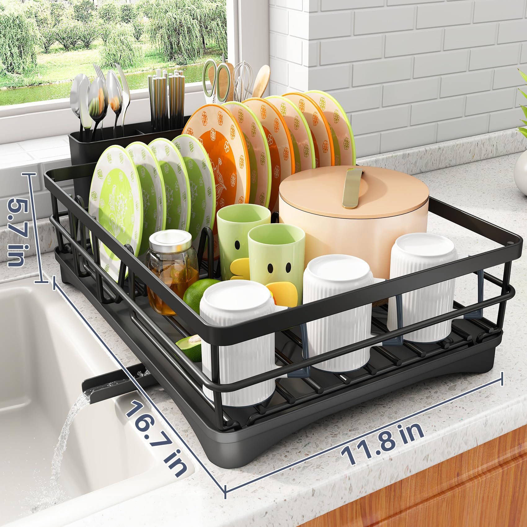 SAYZH rack with dish, bowl, and utensil sections for tidy drying