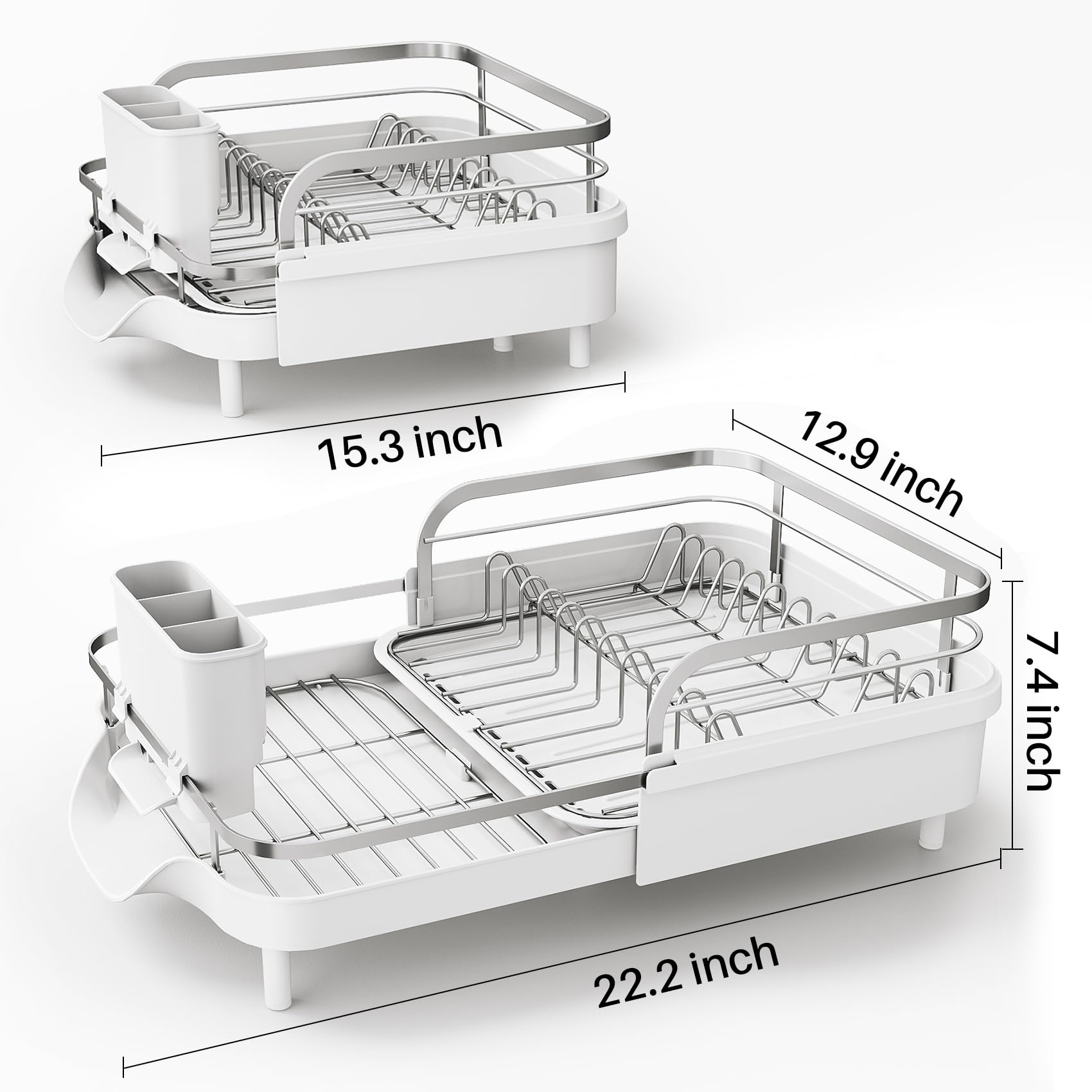 SayZH elevated feet lift the rack above the sink lip to minimize puddles.
