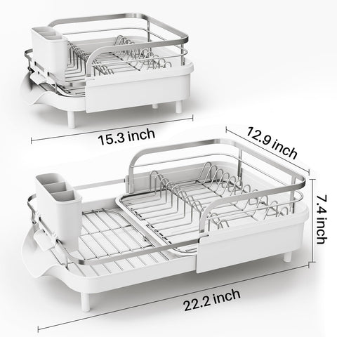 SayZH elevated feet lift the rack above the sink lip to minimize puddles.