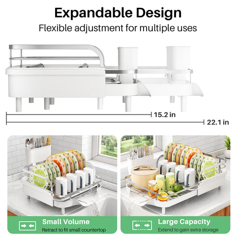 SayZH dish drying rack guardrails keep dishes secure on busy countertops.