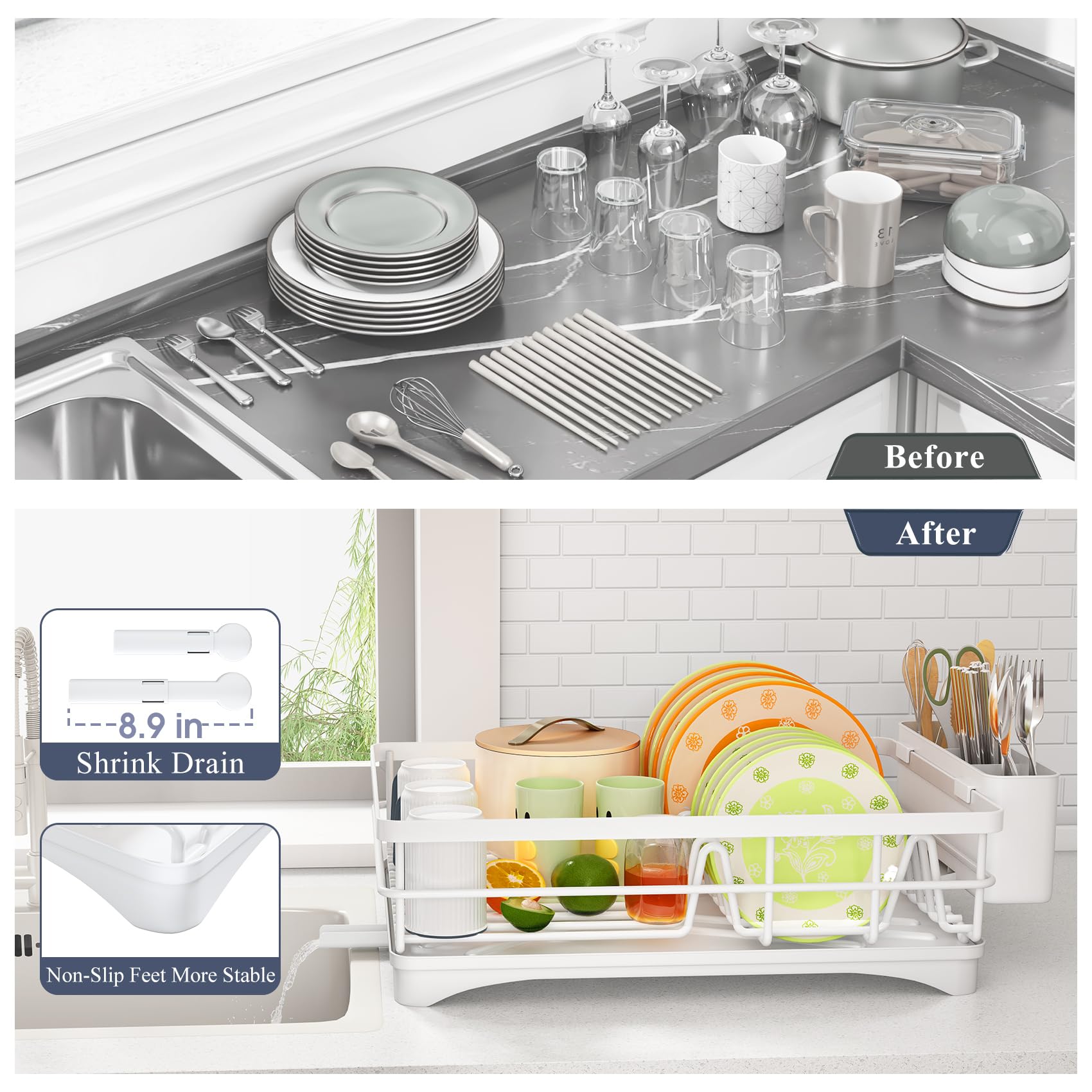 SAYZH dish drying rack placed on kitchen counter for organized drying