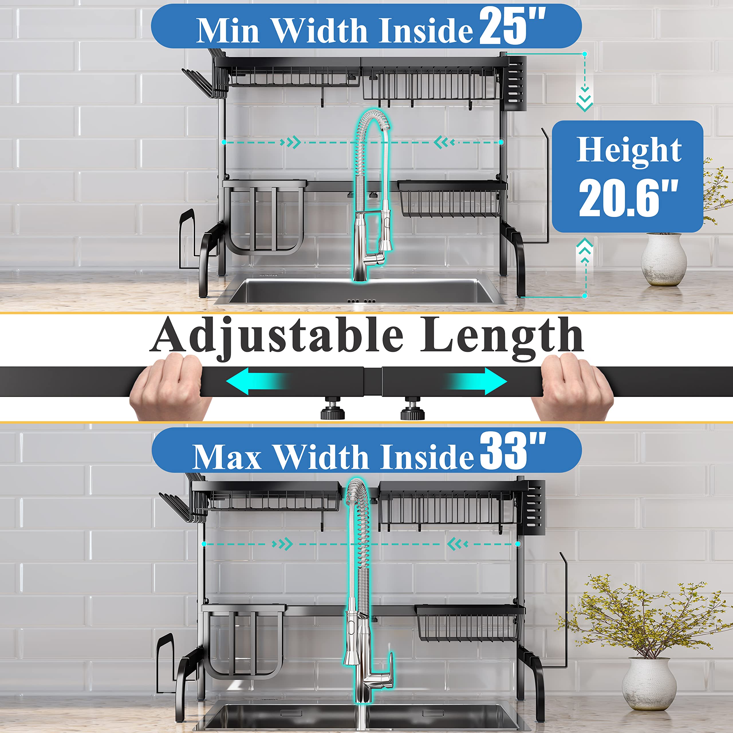 SayZH rack with suction cups secures stability on smooth countertops.