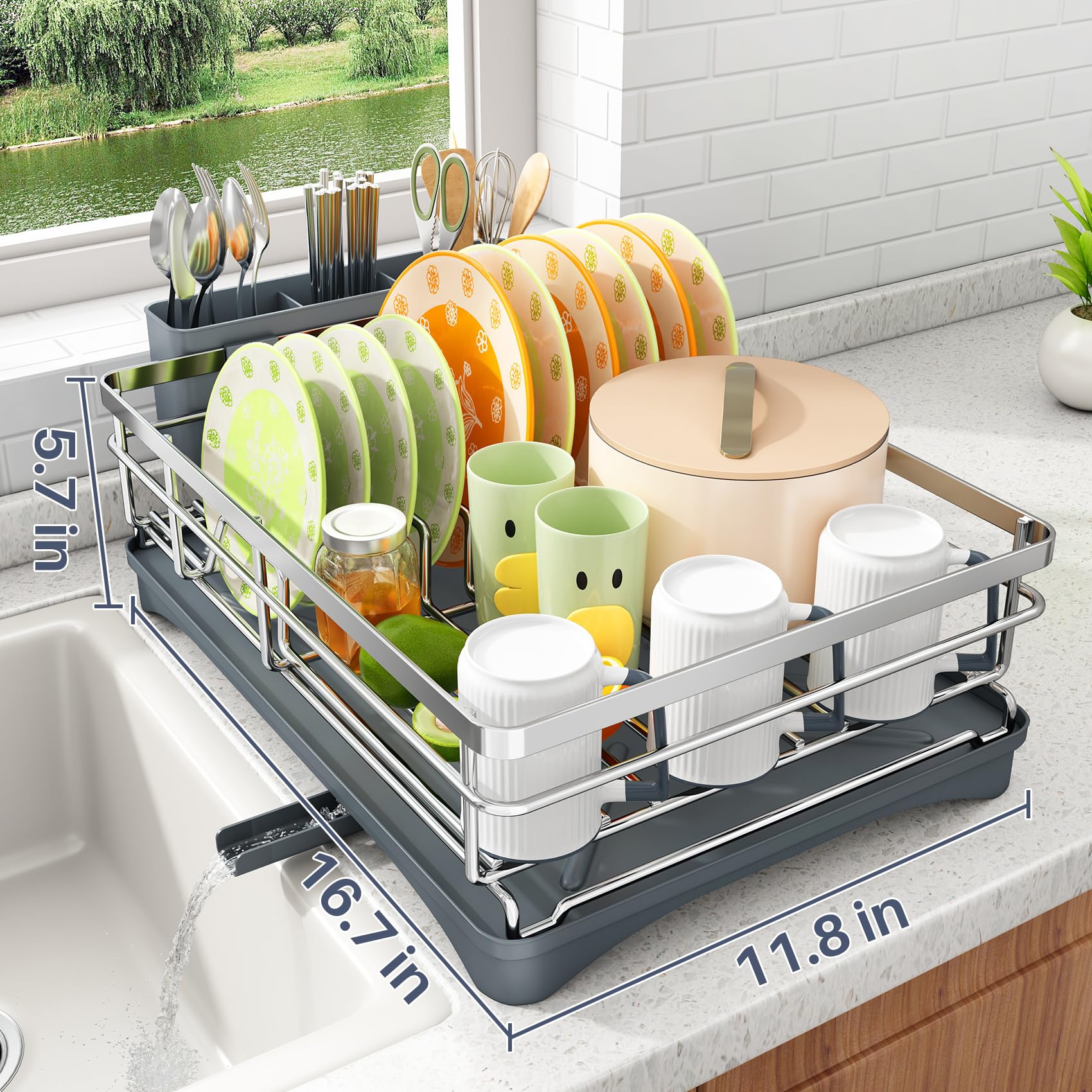SAYZH three-section design separates plates, bowls, and utensils.