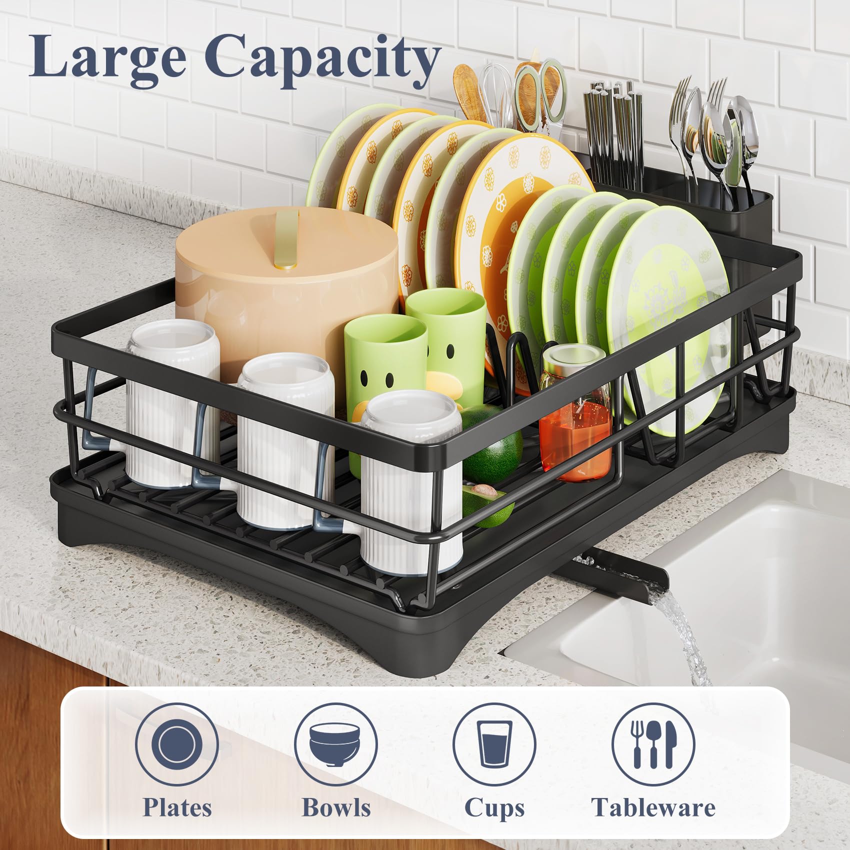 SAYZH utensil holder with three slots keeps spoons and forks organized