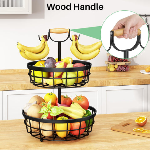 SAYZH Dual banana tree hanger keeps bananas separate from other produce.