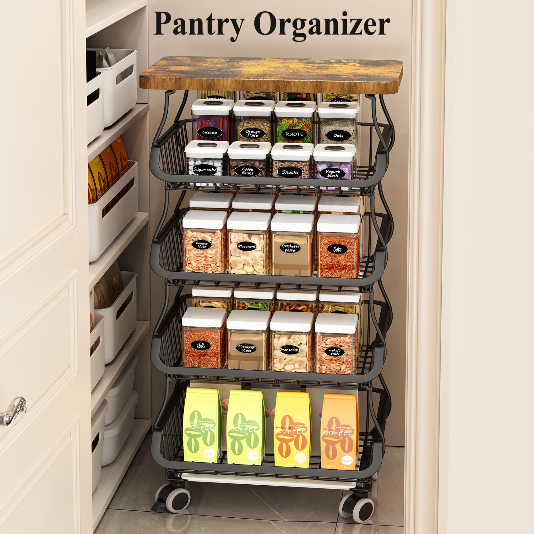 SAYZH sturdy metal construction supports heavy kitchen storage