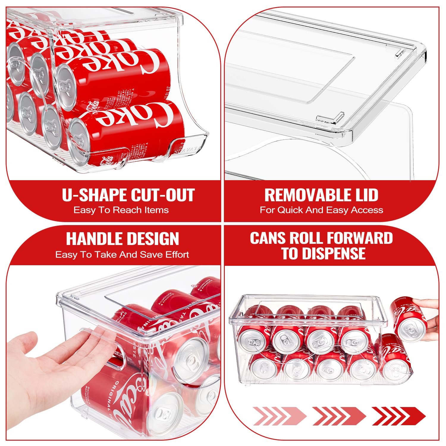 SCAVATA beverage bin with lid doubles as extra shelf.