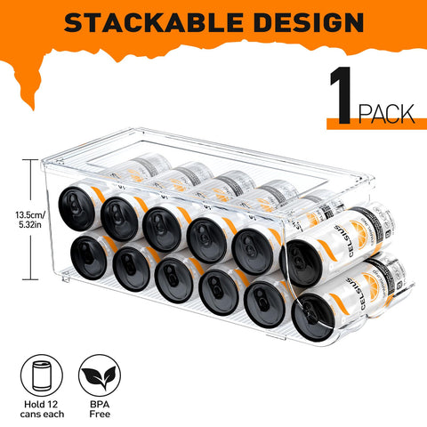SCAVATA Skinny Can Organizer lid open for easy access to slim cans.