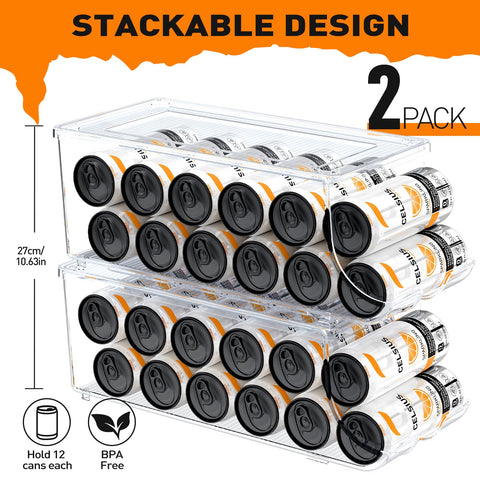 SCAVATA stackable can dispenser with lid keeps pantry neat and accessible.