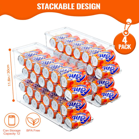 SCAVATA stackable can dispensers with lid save space in fridge or pantry.