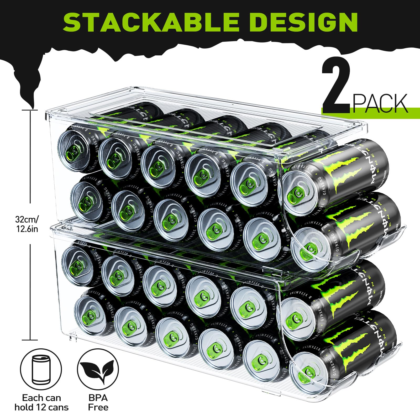 SCAVATA tall skinny can organizer with lid open for easy access and dust protection