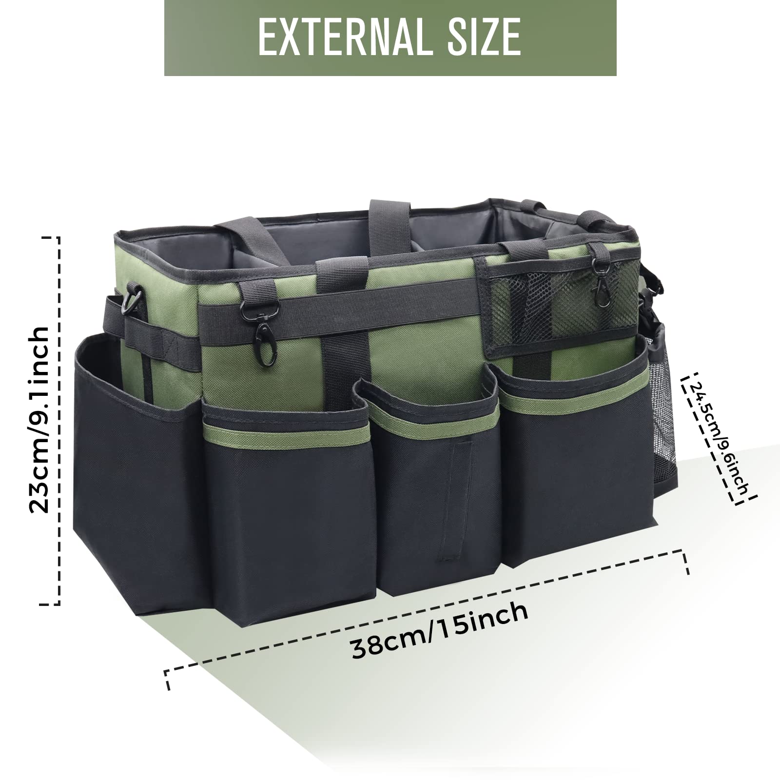 SCAVATA inner compartments organize sprays, brushes, and towels at a glance