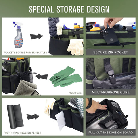 SCAVATA cleaning caddy shoulder straps distribute weight for comfortable use