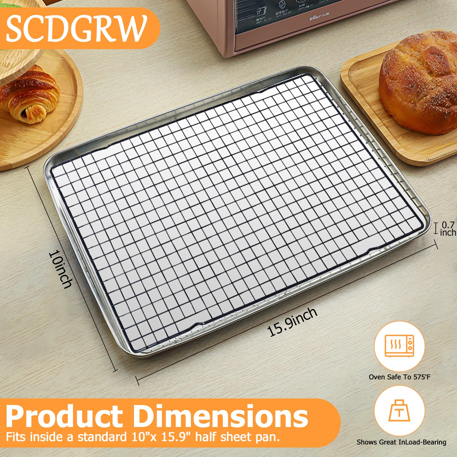 SCDGRW elevated 1-inch design boosts airflow for even cooking.