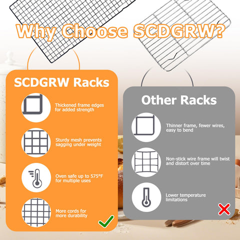 SCDGRW roasting and baking wire rack prevents soggy bottoms.