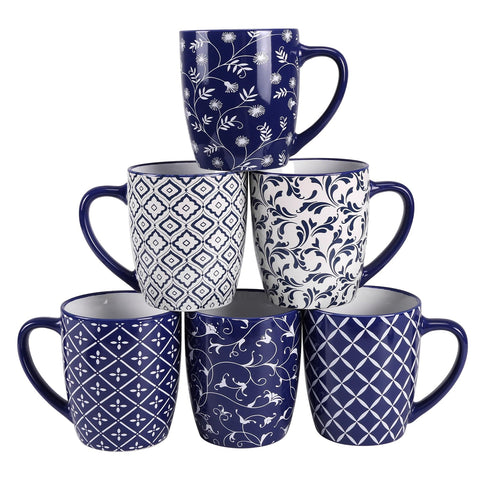 Schliersee 18oz mug with blue floral pattern, ideal for daily coffee rituals.