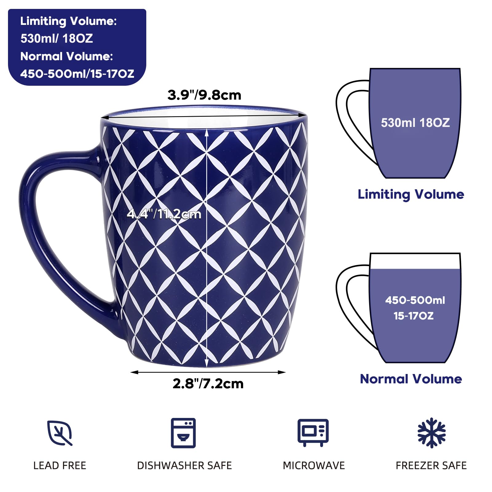 Schliersee 18oz mug featuring geometric pattern, keeps beverages warm during mornings.