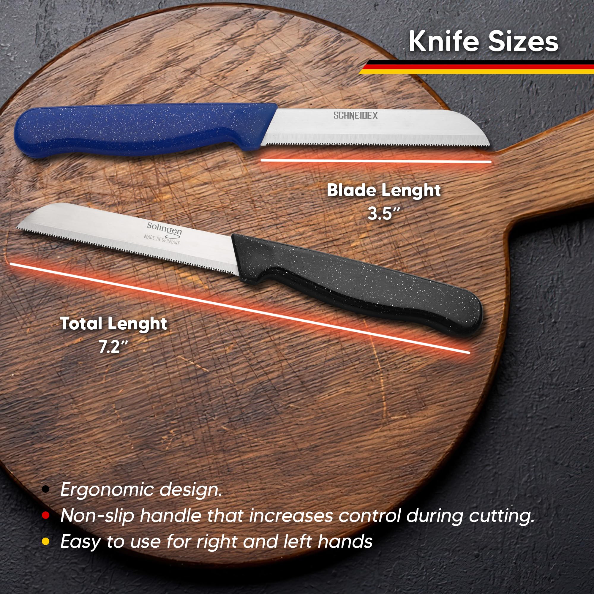 SCHNEIDEX ergonomic non-slip handle for comfortable precision cutting.