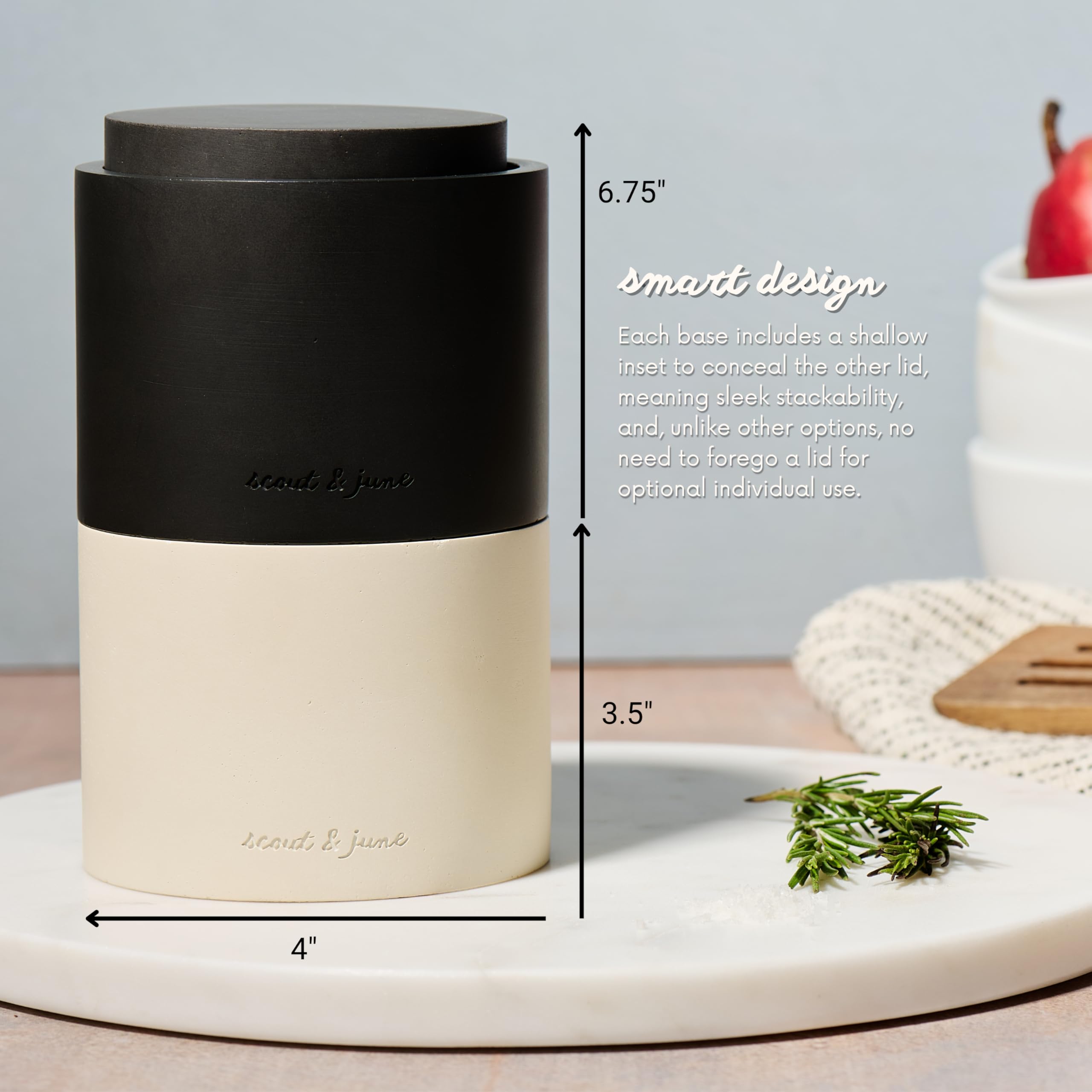 Close-up of cement texture on the Scout & June salt cellar.